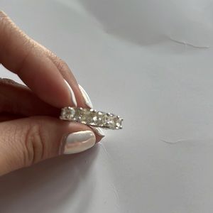 Large stone high-C wedding band, engagement ring , light yellow stone#diamond